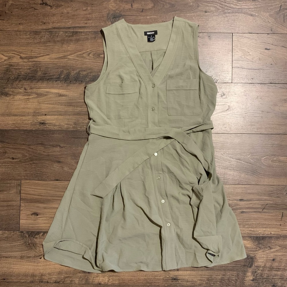 DKNY | Olive Green Utility Button Up Dress